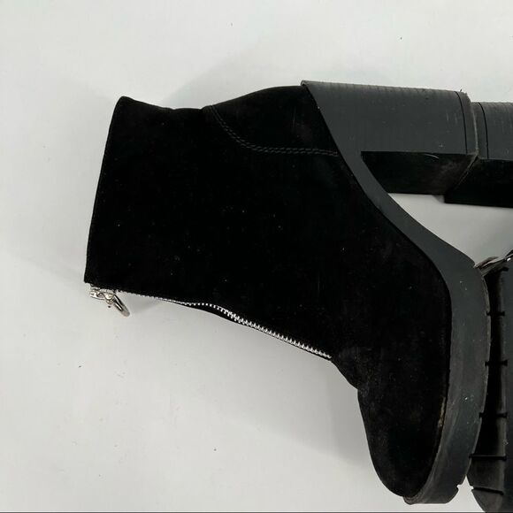 Primark Wide Fit Suede Bootie Size 6 chunky Y2k inspired zipper front disco - Picture 7 of 13